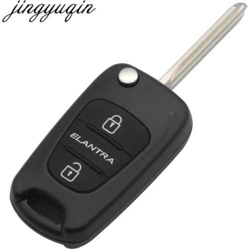Jingyuqin 10pcs/lot Remote Flip Key Shell 3 Buttons For Hyundai ELANTRA Keyless Entry Fob Case Car Alarm Housing