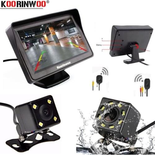Koorinwoo Universal 2.4G Wireless 4.3 Inch Car TFT LCD Monitor Colorful With Car Rear View Camera Reverse Backup Parking Assist
