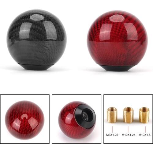 LEEPEE Car Gear Shift Knob Ball Shape Shift Handle For Honda Carbon Fiber M8X1.25 M10X1.25 M10X1.5 Shifter Lever Aluminum