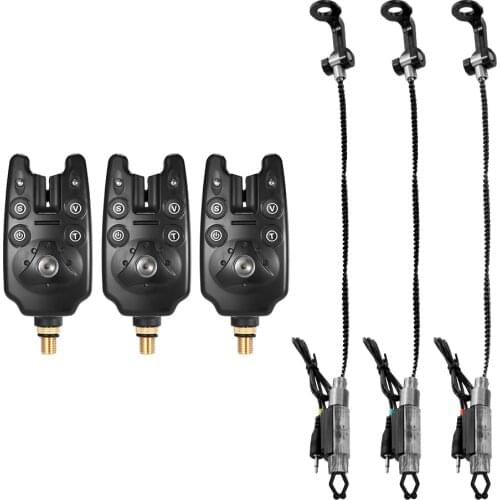 Lixada Fishing Bite Alarms Set Digital Fishing Alarm Kit LED Alarm Indicator Alert Bell Fishing Swinger Tackle with Zippered Box
