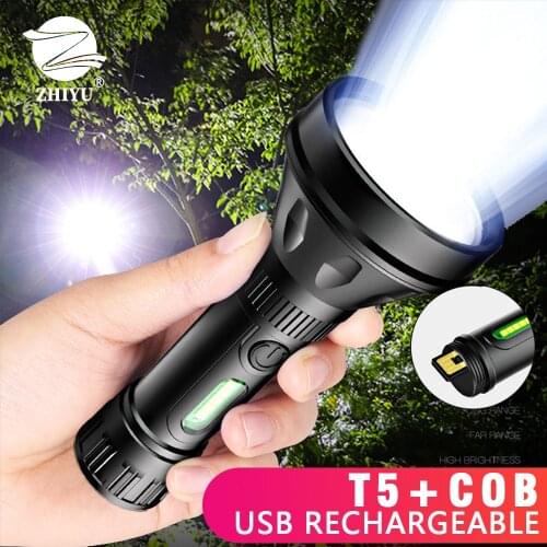 Powerful USB Rechargeable Flashlight Portable Built-in Battery Flash light LED Torch Fishing Lamp Night Light Camping LED Torch