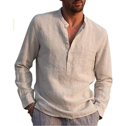 Mens Shirt 2021 Clothing Large Shirt Spring Fashion Mens Long Sleeve V-neck Casual Beach Shirt Mens Oversized T Shirt Casual
