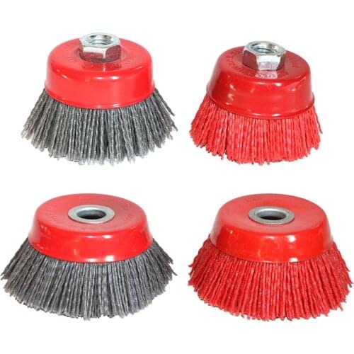 100mm 4 Inch Cup Nylon Abrasive Brush Wheel M14 X 3inch P80 Pile Polymer-abrasive For Angle Grinder Tool