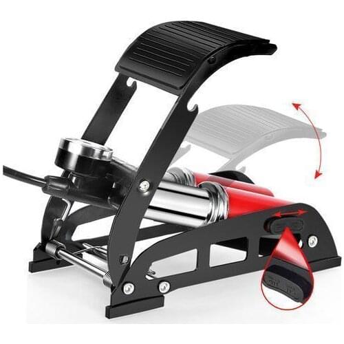 Double Pressure Foot Pump Aluminum Alloy Air Pump Precision Gauge Single Double Cylinder Foot High Pressure Inflator Bicycle Sco