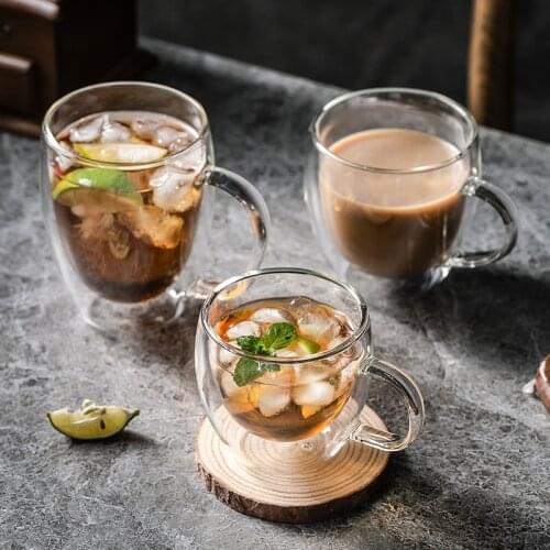 New Heat-resistant Double Wall Glass Cup Beer Espresso Coffee Cup Set Handmade Beer Mug Tea glass Whiskey Glass Cups Drinkware