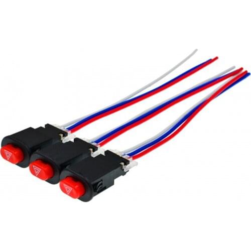 Motorcycle Red LED Light Emergency Hazard Warning Push Button Metal Toggles Switch Socket Plug Emergency Hazard Warning Switch