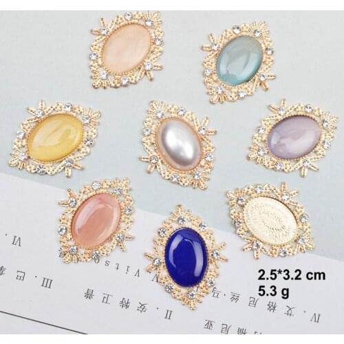 5 pcs diamond shaped oval flower plate diamond buckle opal bridal headwear shoes clothes bag diy jewelry alloy hair accessories
