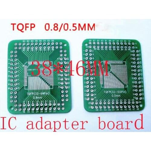 Free shipping 100PC Transfer board FQFP TQFP 32 44 64 80 100 SMD LQFP DIP 0.5 / 0.8mm Adapter Board