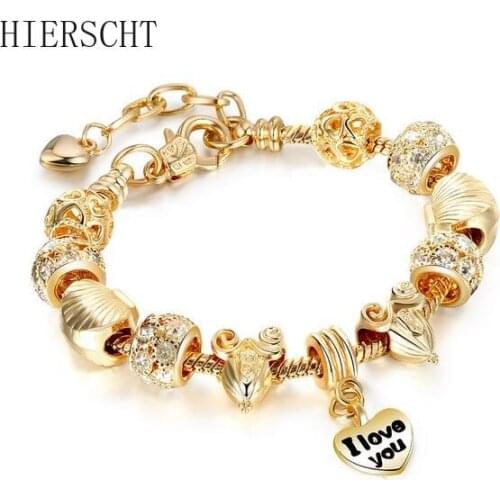 Suitable for Pandoras Same Element Bracelet DIY Alloy Large Hole Bead Bracelet Golden European Jewelry Charm Beads Wholesale