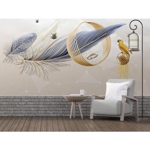 Custom photo wallpaper modern fashion abstract 3D stereo feather geometric background wall decoration painting papel de pared