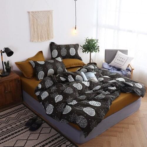 Bedclothes High-quality Luxury Bedspread Pure Color Fitted Bedsheet Set Home Textile Pineapple Duvet Cover Set Bed Cover Set