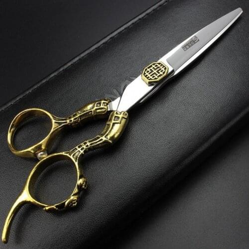 New 6 Inch Professional hair scissors gold handle scissors high quality 440c steel salon special hair style hair scissors tools