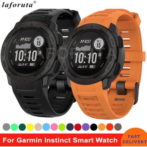 Silicone Strap For Garmin Instinct Watch Band 22mm Correa Replacement Wristband Sweat-proof with Steel Buckle Bracelet Bands