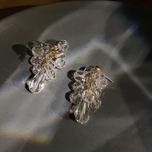 Luxury Temperament Fashion Irregular Design Transparent Grapes Earring Gold Color Stud Earrings Jewelry Accessories Gifts