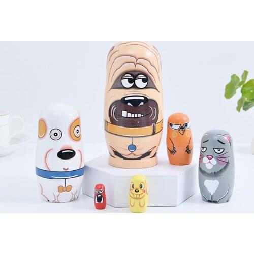6 Layers Russian Nesting Dolls Matryoshka Dolls Lovely Animals Wooden Handmade Painted Russian Babushka Dolls Gift Toy