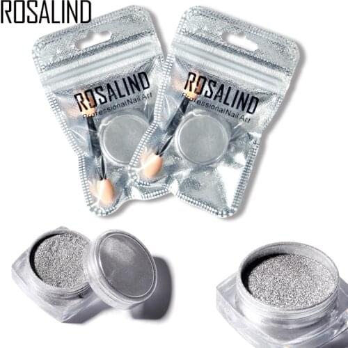 ROSALIND 1PCS Silver Nail Gel Polish Chrome Pigment Decoration Nail Glitter Aluminum Flakes Magic Mirror Effect Powders Sequins