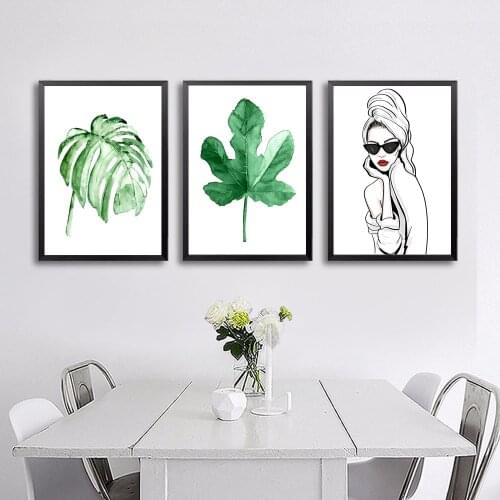 Nordic Tropical Plants Scandinavian Poster Green Leaves Decorative Picture Modern Wall Art Canvas Paintings Home Decoration