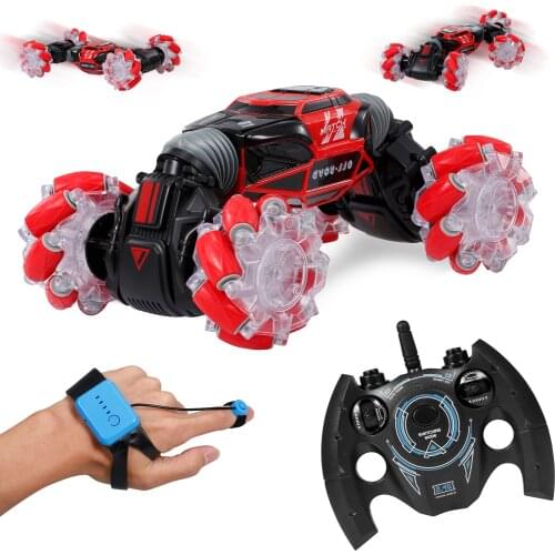 1:16 4WD RC Stunt Car Watch Control Deformable Gesture Induction with LED Light Electric Transform Drift Rock Crawler Roll Car