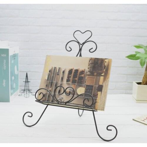 European style Kitchen Vertical Iron Art Heart shaped Recipe Rack Magazine Office Rack Newspaper Rack Music Rack Foldable Shelf