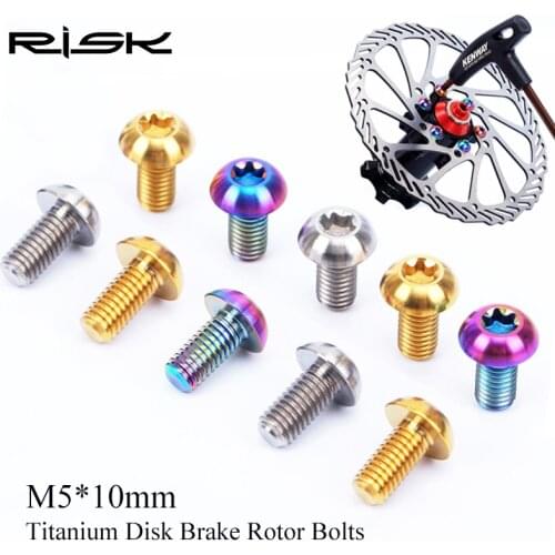 12pcs/lot M5x10mm Disk Brake Rotor Bolts T25 Torx Titanium Bicycle Parts Titanium Mountain Bike Ultralight Brake Rotor Screw
