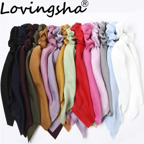 LOVINGSHA Women Ribbon Solid Hair Accessories Elastic Hair Band Hair Rope For Girls Rubber Band Tie Hair Scrunchies FC287