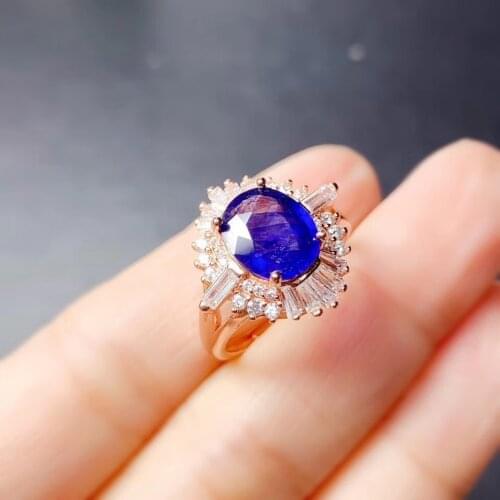 Attractive blue sapphire gemstone ring real 925 silver beautiful Jewelry for women natural gem girl birthday gift love date