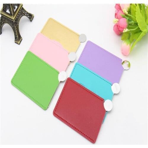 TY192 1pcs Portable Card Style Pocket Cosmetic Mirror PU Leather Cover Stainless Steel Unbreakable Makeup Mirror