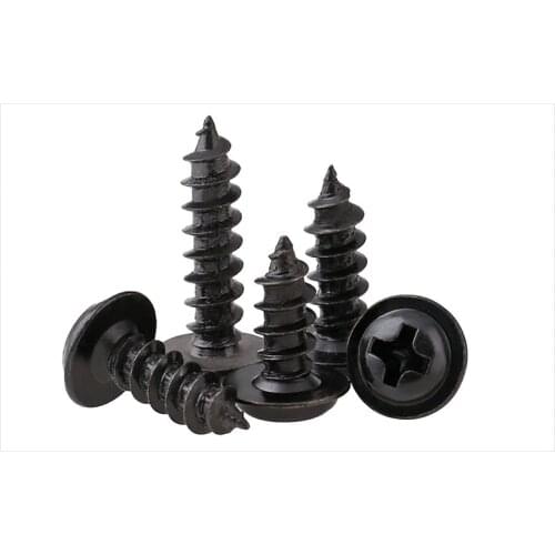 1000PCS Round head M1.2 M1.4 M1.7 PWA Nickeling carbon steel Cushioned self-tapping black with Padded screws