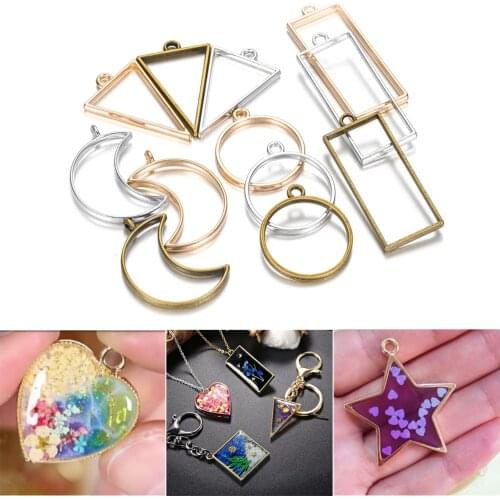11pcs/Lot 7 Styles Hollow Glue Plated Geometric Polygonal Earring Stud Posts Connector For DIY Earrings Jewelry Making Supplies