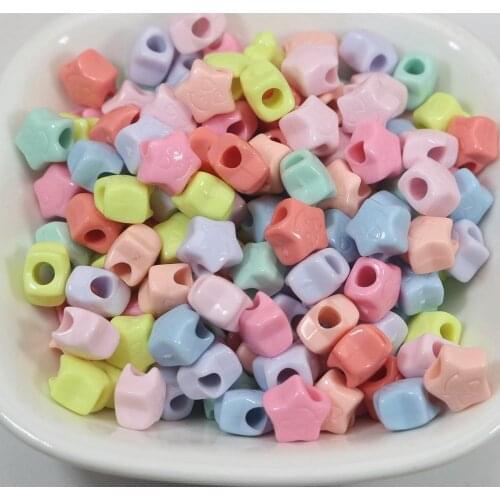 200 Mixed Pastel Color Acrylic Mini Star Pony Beads 8mm for Kids Craft Bracelets