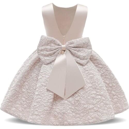 2021 Big Bow Kids Wedding Dress For Girl Children Costume Party Dress Elegant Princess Dresses Backless Vestido Girls Clothes