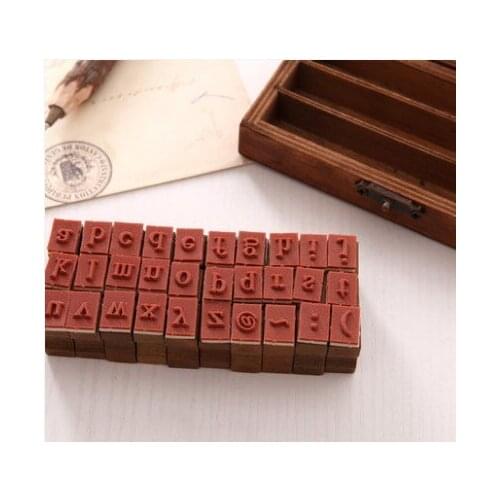 30pcs Wooden seal uppercase Alphabet Letters Rubber Stamps Set Vintage