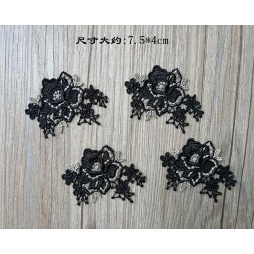 5 Pcs High Quality Embroidery Beautiful Flower Lace Applique Black Brown DIY Collar Lace Fabric for Sewing Supplies Craft