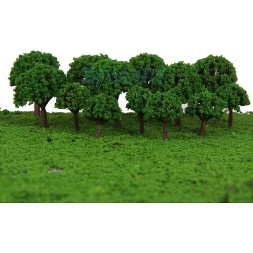 50Pcs 3cm Quality Scenery Landscape Train Model Trees Scene Railway Railroad Wargame Layout- green color Scale 1/500
