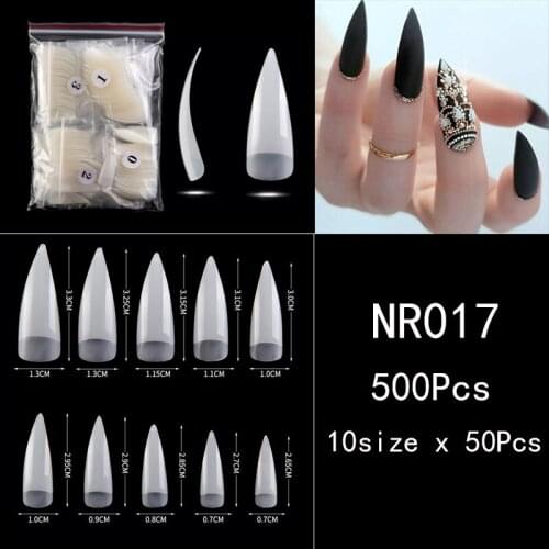 500/600Pcs Bag Professional Stiletto Fake Nails ABS Clear Natural Nail Tips Full Cover False Acrylic Curved Press on Nails Ongle