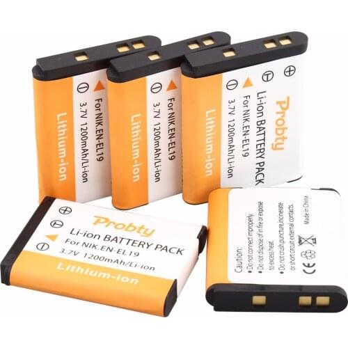 5Pcs PROBTY EN-EL19 EN EL19 Rechargeable Camera Battery For Nikon S2500 S2600 S2700 S3100 S3200 S3300 S3500 S4100 S4150 S6500