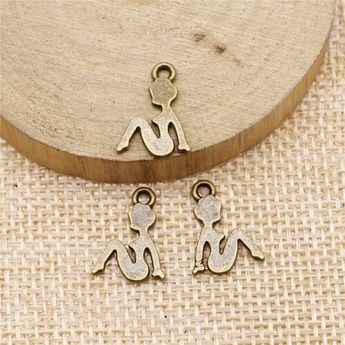 Free shipping 108pcs 15x11mm antique bronze Sexy beauty charms diy retro jewelry fit Earring keychain hair card pendant