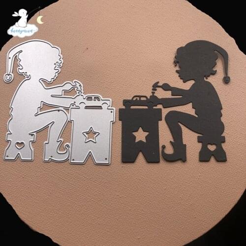 Bunnymoon Girl repairing a car Metal Cutting Dies Stencils For Scrapbooking Photo Album Decoration Embossing Paper Card Craft