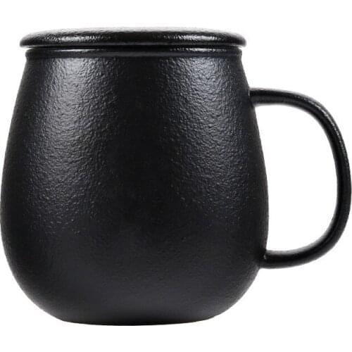 Simple silver cup 999 sterling silver health tea cup ceramic filter with cover silver office water glass water insulation home