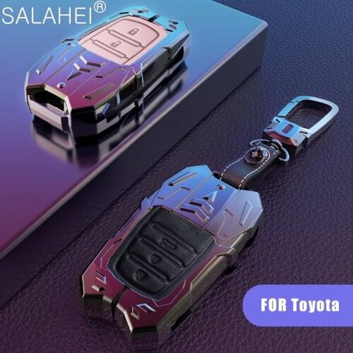 Zinc Alloy+Leather Car Key Cover Case for Car For Toyota Hilux Fortuner Land Cruiser Camry Coralla Crown RAV4 Highland Accessori