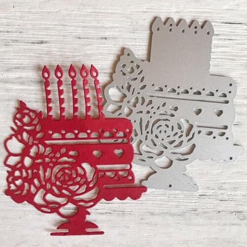 Flower Birthday Cake Metal Cutting Dies Stencil DIY Scrapbooking Album Paper Card Template Mold Embossing Craft Decoration