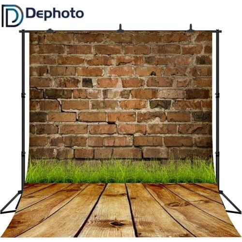 DePhoto Brick Wall Photography Backdrops Grass Wooden Floor Photo Background for Photographic Backdrop Photocall Photo Studio
