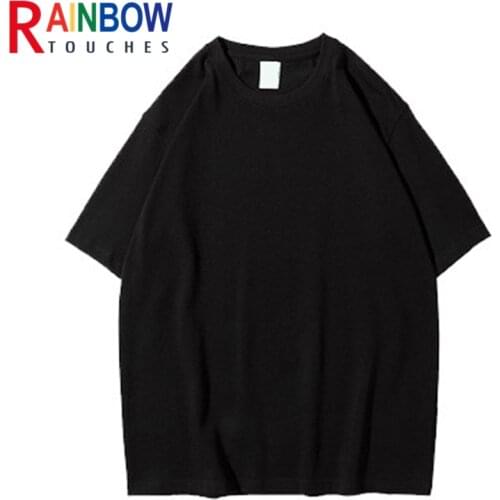 Rainbowtouches High Street Hole Short Sleeve T-shirts Pure Color Loose Casual Top 100%Cotton Unisex