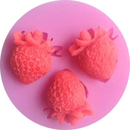 Hot sale 1pcs Strawberry double sugar silicone mold cake decoration mold chocolate mould soap mold baking tools