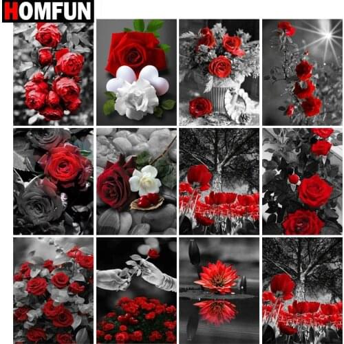 HOMFUN 5D Diy Diamond Painting Cross Stitch "Rose flower" Home Decor Full Rhinestones Inlay Diamond Embroidery