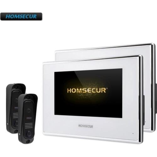 HOMSECUR 7" Wired Video&Audio Home Intercom with 1.3MP Black Camera 110 Degree for House/Flat BC041HD-B+BM718HD-W