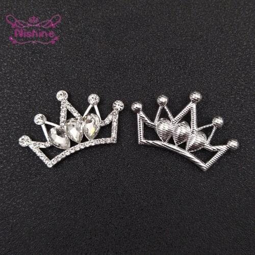 4.4*2.8 CM Crystal Rhinestone Water-drop Crown Button Boutique Alloy Buckle Children Headwear Accessories DIY Handmade Material