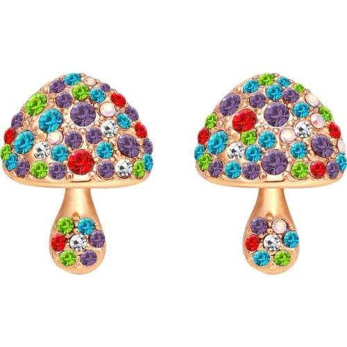 Fashion Simple Rhinestone Mushroom Earrings Korean Trend Temperament Earring Ms. Wild Earrings Gift Girl