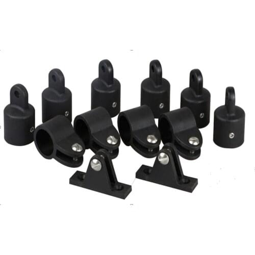 Boat Accessories Marine ABS Black Plastic 3-Bow Bimini Top Boat Plastic Fittings Marine Hardware Set Yacht Accessories Jaw Slide