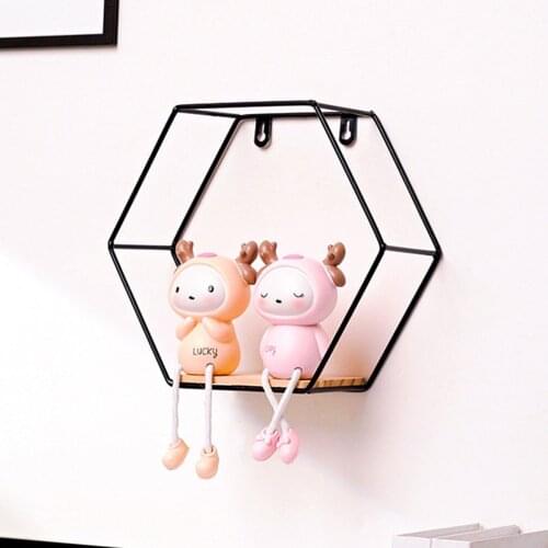 2021 Decoration Craft Nordic Hexagonal Iron Stand storage shelf Home Shelf Storage Holder Contracted Design Decorative Shelves